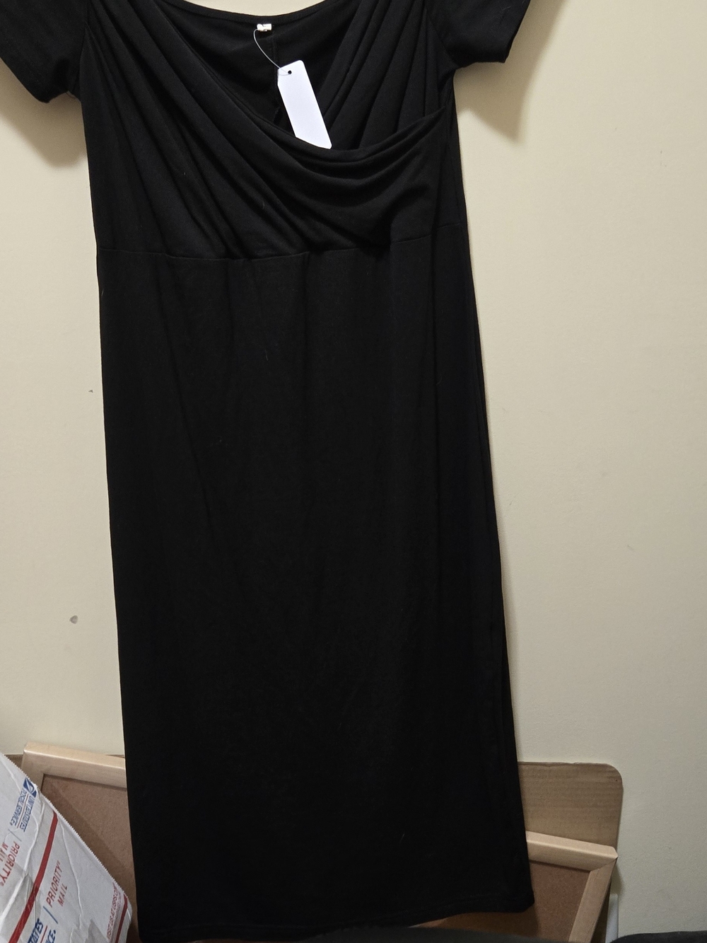 Black Draped Midi Skirt Dress - Women